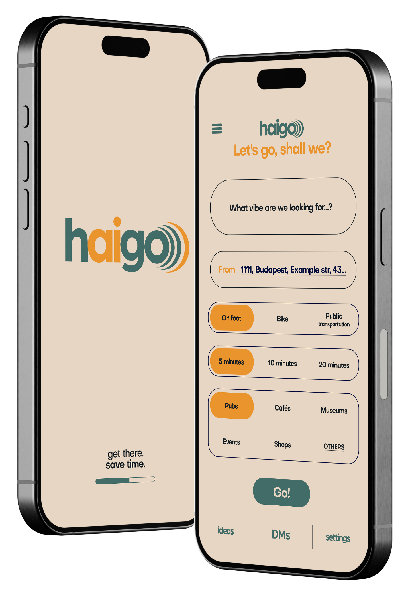 Haigo app on two smartphones